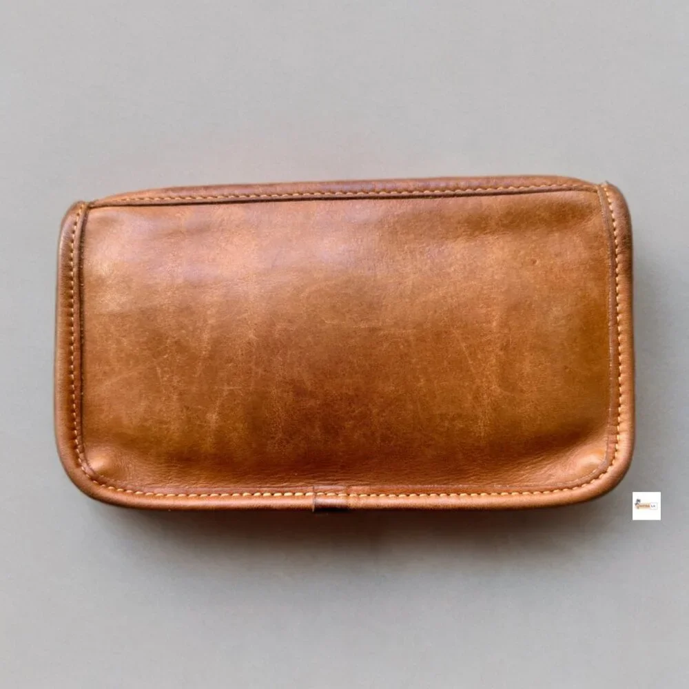 Coach Vintage British Tan Leather Chunky Case Cosmetic Pouch - Picture 2 of 8